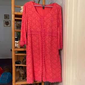 Alfani Crochet Dress- hot pink XL